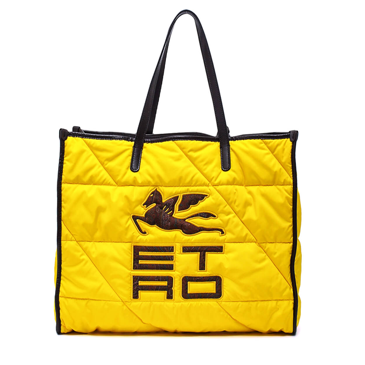 Etro - Yellow Quilted Logo Applique Padded Tote Bag